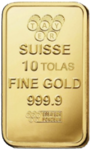 سبيكة ذهب صافي 10 تولة (116.6 جرام) عيار 24 قيراط