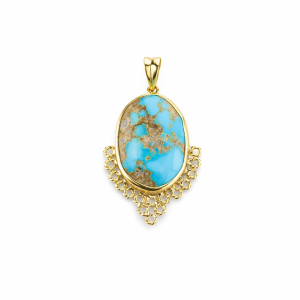 قلادة فيروز بيضاوية