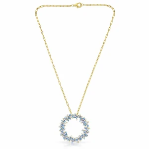 عقد دائرة الفضة 925 بلمسة ذهبية