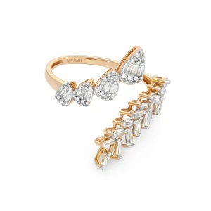 خاتم ذهب بتصميم أوراق ألماس